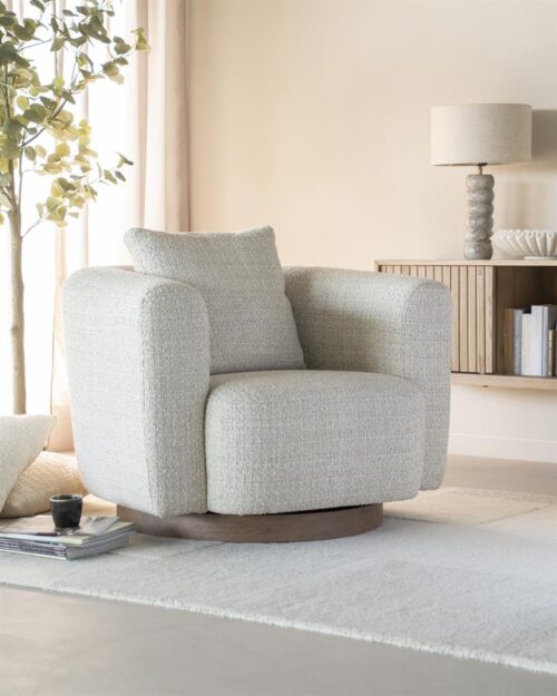 Draaifauteuil Jordan Grove Bouclé - Beige - Afbeelding 48
