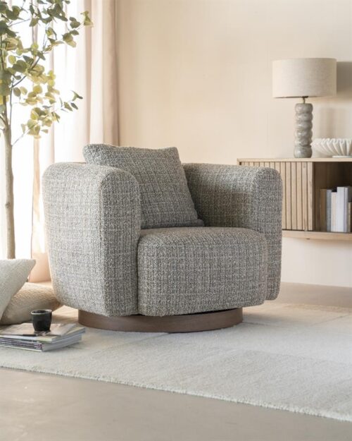 Draaifauteuil Jordan Grove Bouclé - Taupe - Afbeelding 35