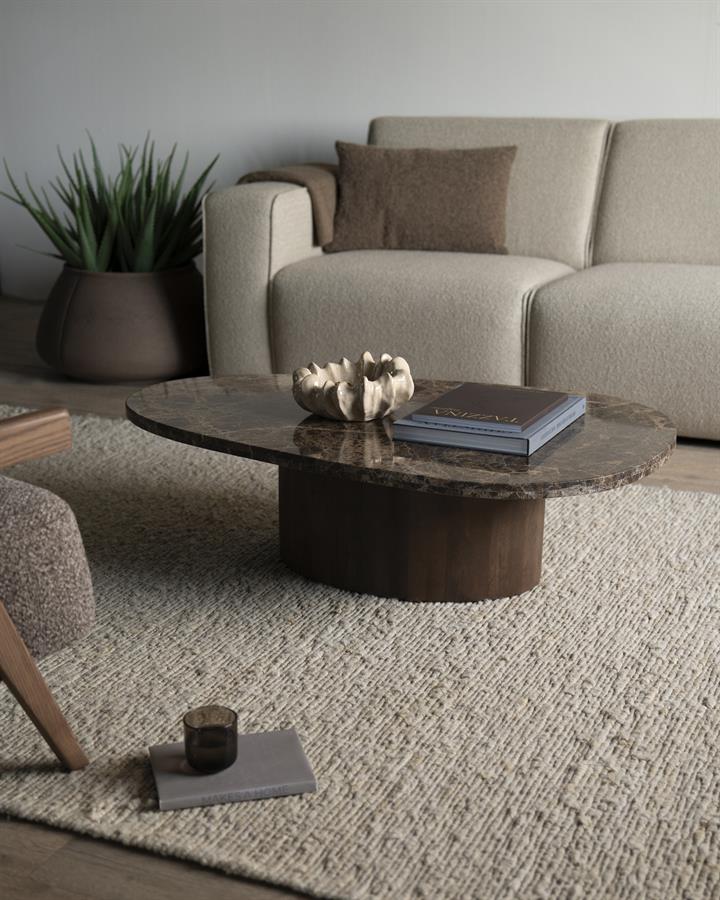 Organische Salontafel Bradley Marmer en mangohout 120 x 75cm - Afbeelding 18