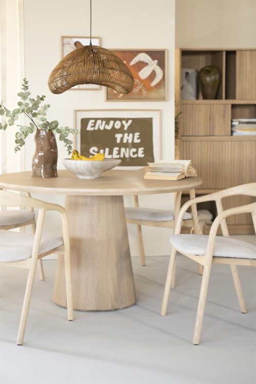 Ronde Eettafel Nola Eikenhout 130 cm - Naturel - Afbeelding 12
