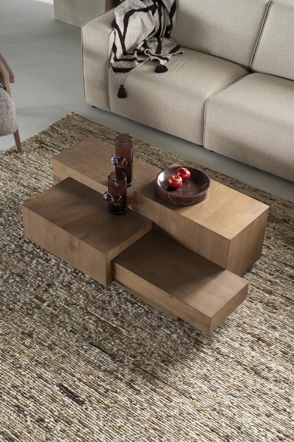 Rechte Salontafel Quinten - bruin 140 x 75 cm - Afbeelding 24