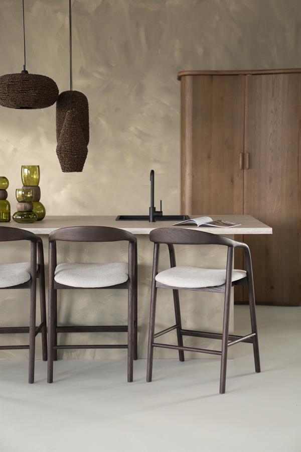 Barstoel Rayven Essen en stof Bruin (zithoogte 65cm) - Afbeelding 25