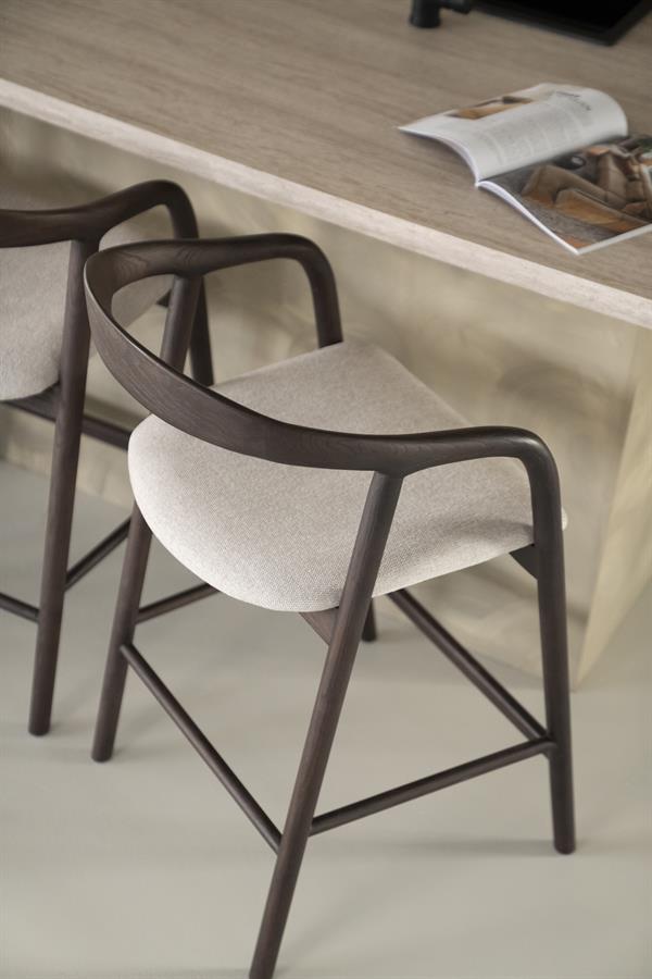 Barstoel Rayven Essen en stof Bruin (zithoogte 65cm) - Afbeelding 27