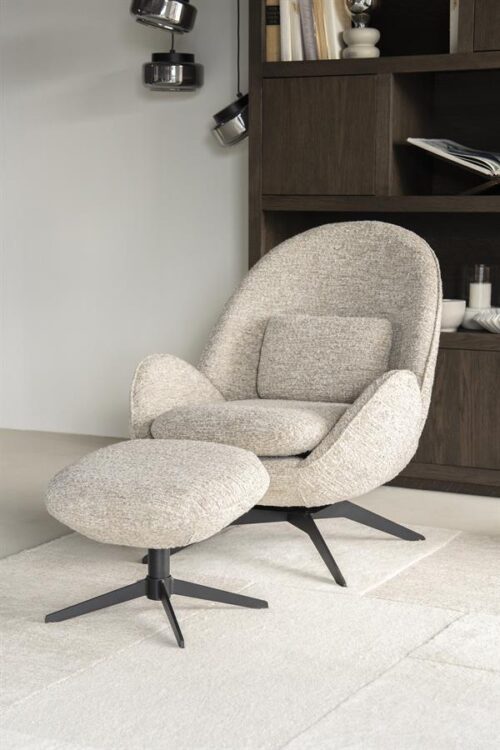 Fauteuil Ryan Met hocker Bouclé - Beige - Afbeelding 16
