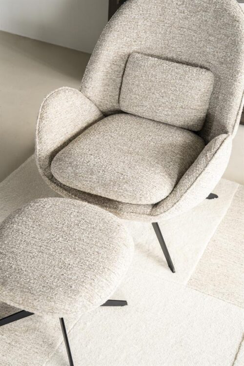 Fauteuil Ryan Met hocker Bouclé - Beige - Afbeelding 17