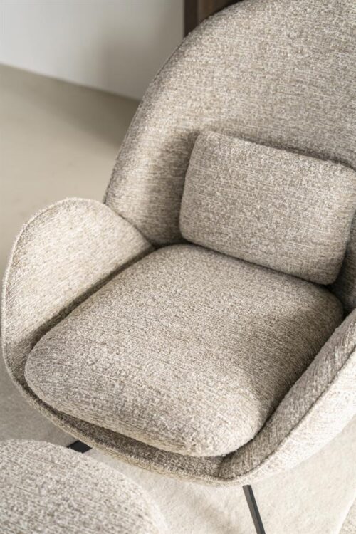 Fauteuil Ryan Met hocker Bouclé - Beige - Afbeelding 19