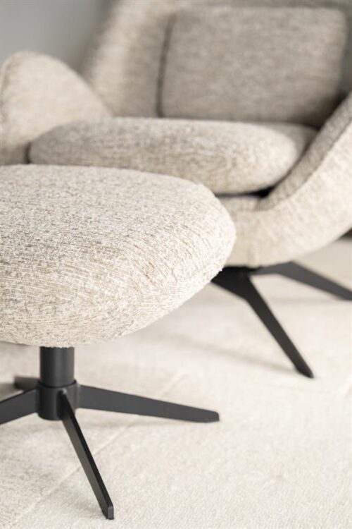 Fauteuil Ryan Met hocker Bouclé - Beige - Afbeelding 20