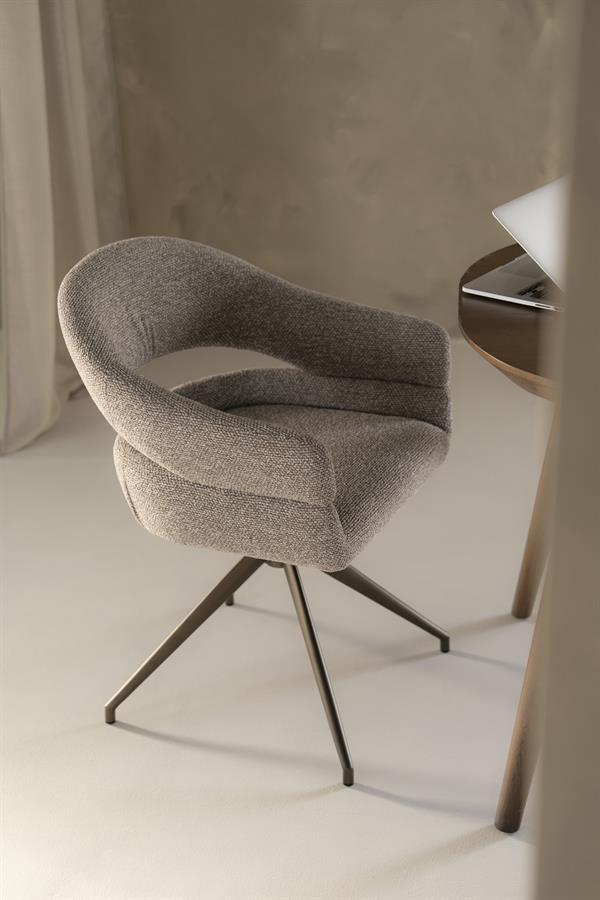 Draaibare Eetkamerstoel Hailey Bouclé - Taupe - Afbeelding 15