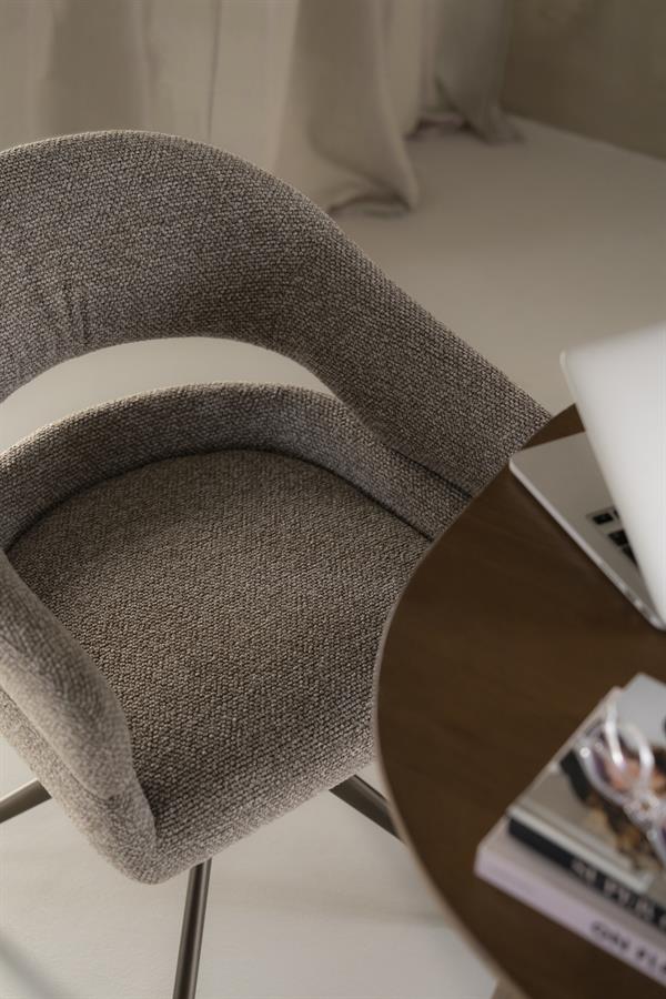 Draaibare Eetkamerstoel Hailey Bouclé - Taupe - Afbeelding 16