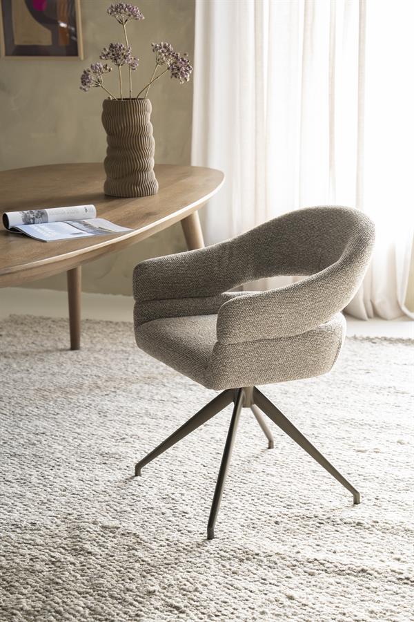 Draaibare Eetkamerstoel Hailey Bouclé - Taupe - Afbeelding 18