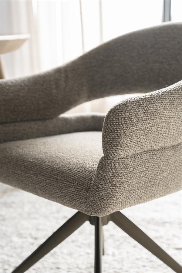 Draaibare Eetkamerstoel Hailey Bouclé - Taupe - Afbeelding 20