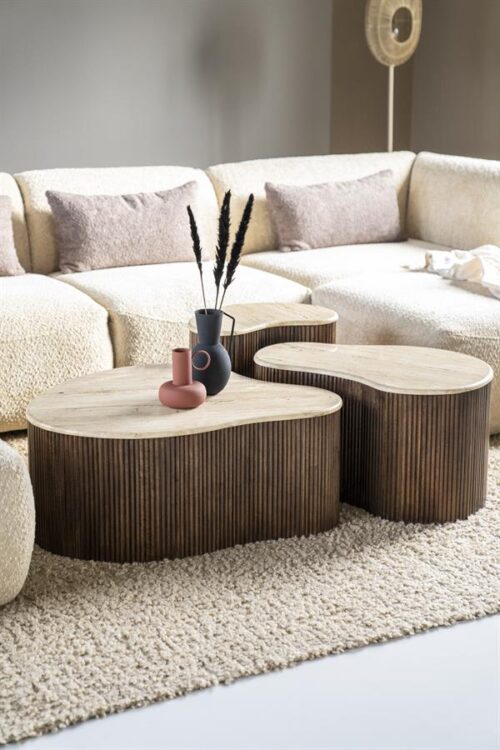 Salontafel Mari Mangohout en Travertin 83 x 72 cm - Afbeelding 27