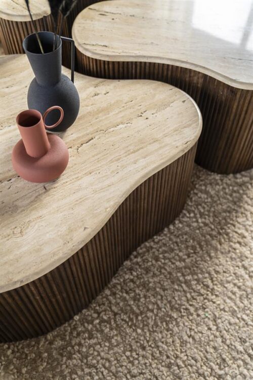Salontafel Mari Mangohout en Travertin 83 x 72 cm - Afbeelding 30