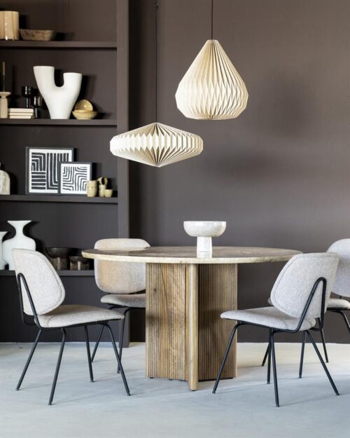 Ronde Eettafel Sara Travertin en Mangohout - 130cm - Afbeelding 16