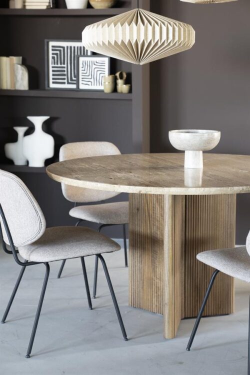 Ronde Eettafel Sara Travertin en Mangohout - 130cm - Afbeelding 17