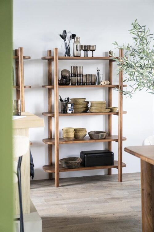 Wandkast Julian Acaciahout met 5 planken - 170cm - Afbeelding 15