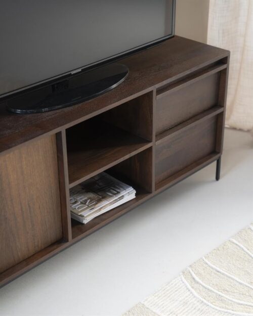 TV-meubel Jimmy Mangohout en Metaal 180cm - Bruin - Afbeelding 19