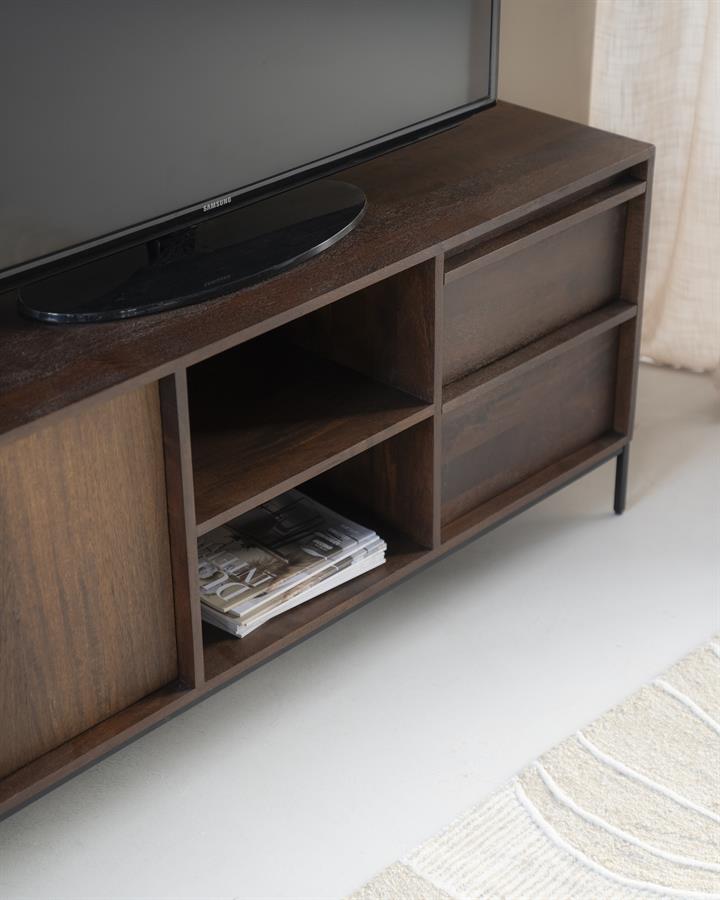 TV-meubel Jimmy Mangohout en Metaal 180cm - Bruin - Afbeelding 19