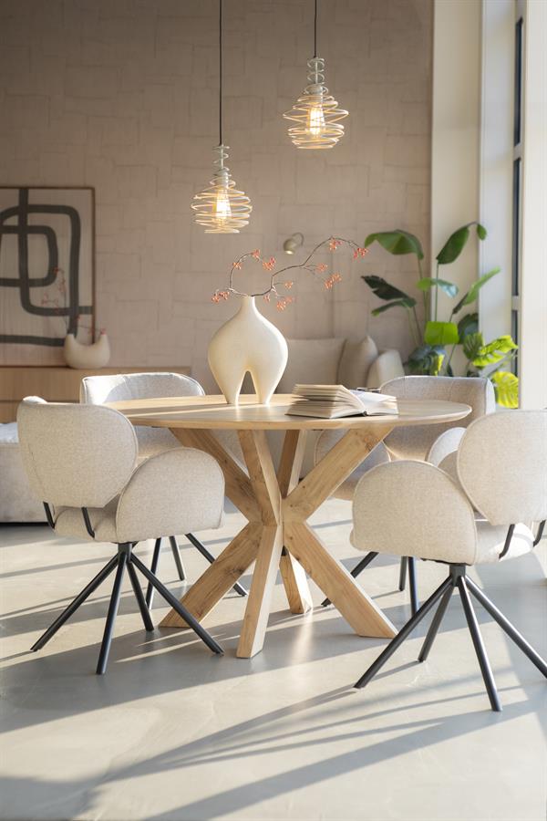 Ronde Eettafel Nikki Acaciahout 130 cm - Naturel - Afbeelding 8