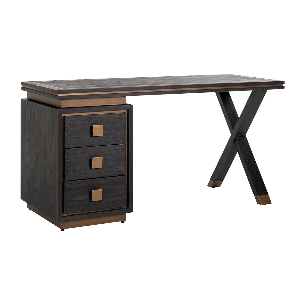 Bureau Hunter Eiken 150 cm - Zwart rustiek