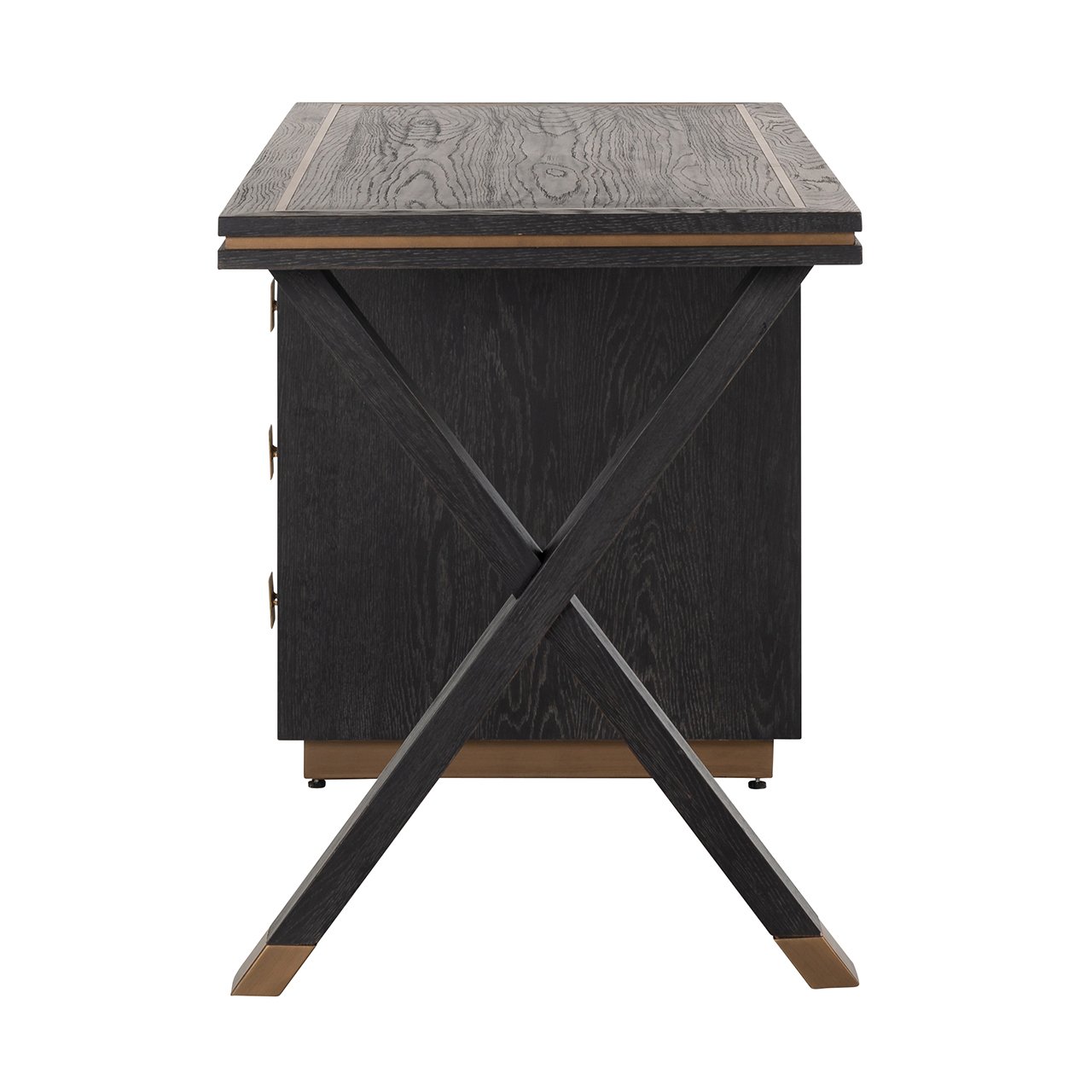 Bureau Hunter Eiken 150 cm - Zwart rustiek - Afbeelding 2