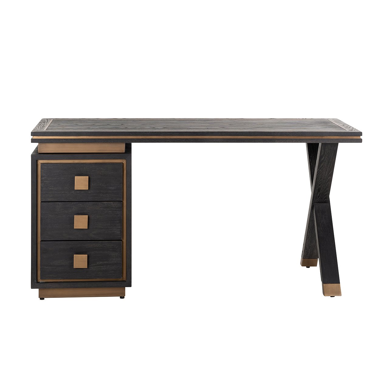 Bureau Hunter Eiken 150 cm - Zwart rustiek - Afbeelding 3