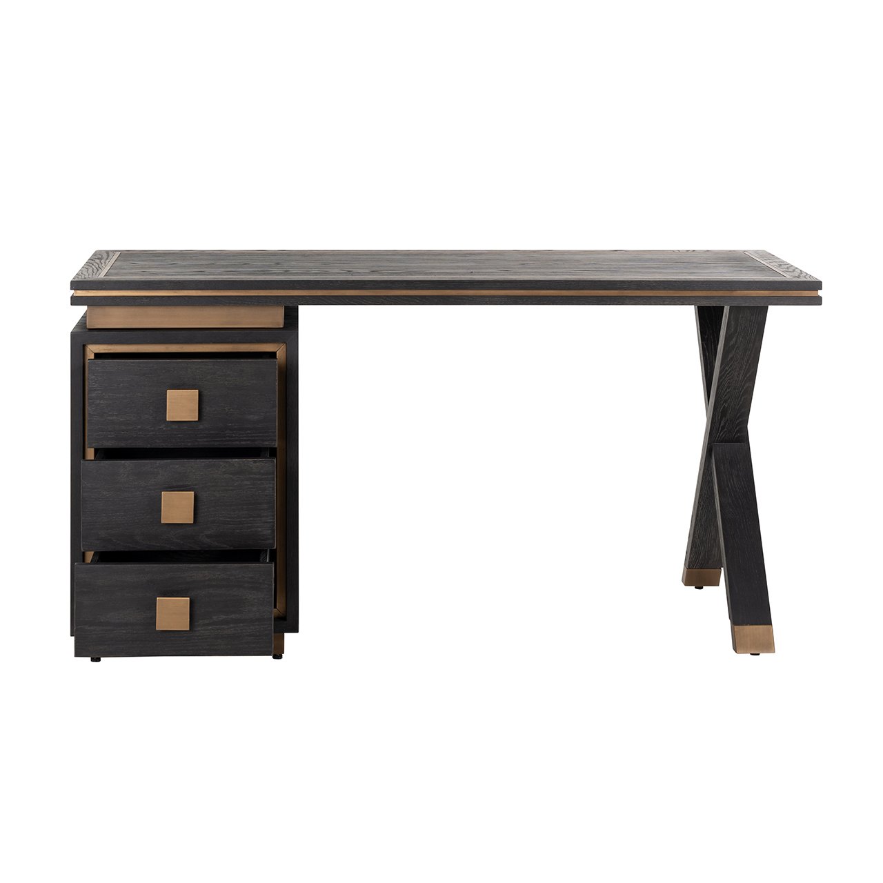 Bureau Hunter Eiken 150 cm - Zwart rustiek - Afbeelding 4