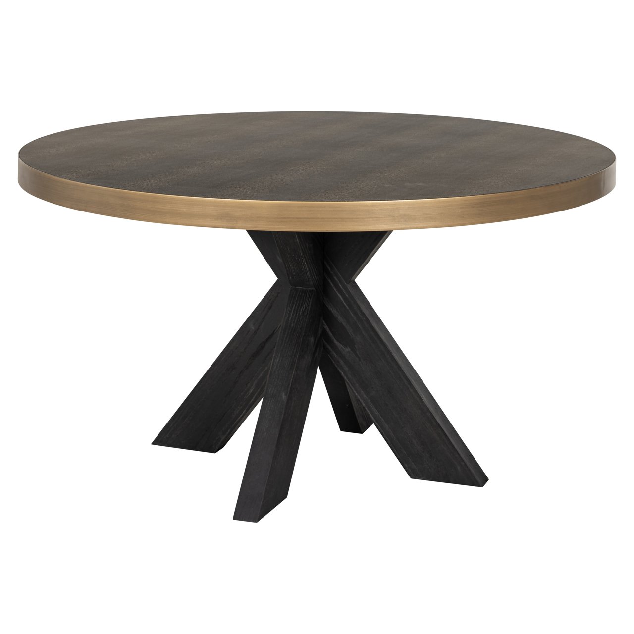 Ronde Eettafel Bloomville segrijn lederlook Ø140cm - Zwart - Afbeelding 2
