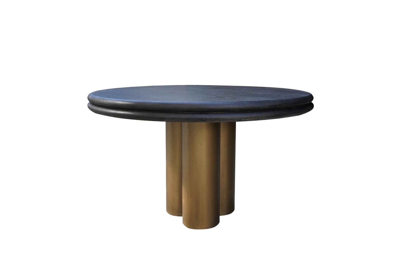 Ronde eettafel Macaron Ø130 cm - eikenhout met metalen onderstel
