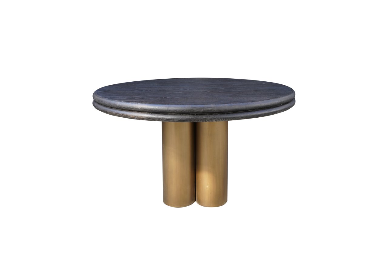 Ronde eettafel Macaron Ø130 cm - eikenhout met metalen onderstel - Afbeelding 3