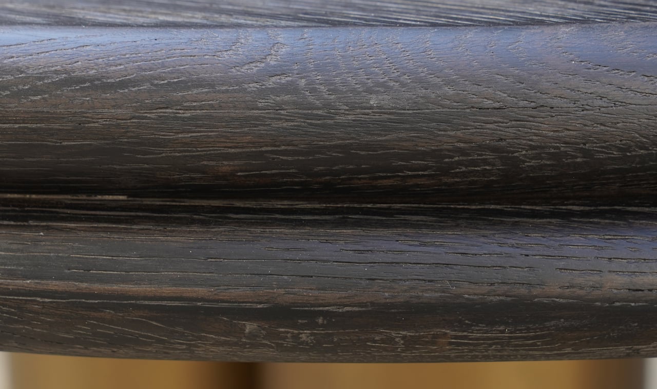Ronde eettafel Macaron Ø130 cm - eikenhout met metalen onderstel - Afbeelding 4