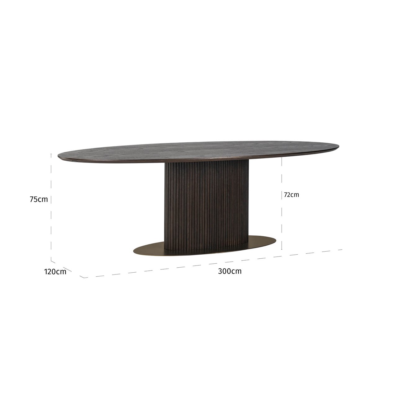 Ovale Eettafel Luxor 300 x 120 cm - Bruin - Afbeelding 2