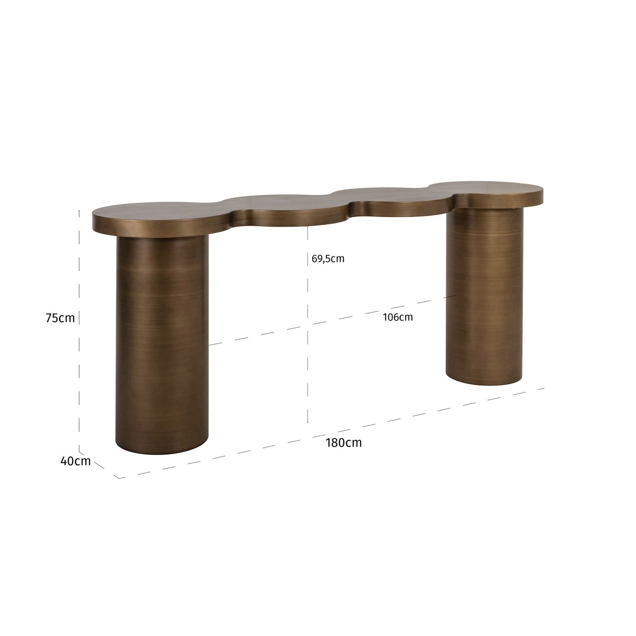 Sidetable Bubba 180 cm - Goud - Afbeelding 7