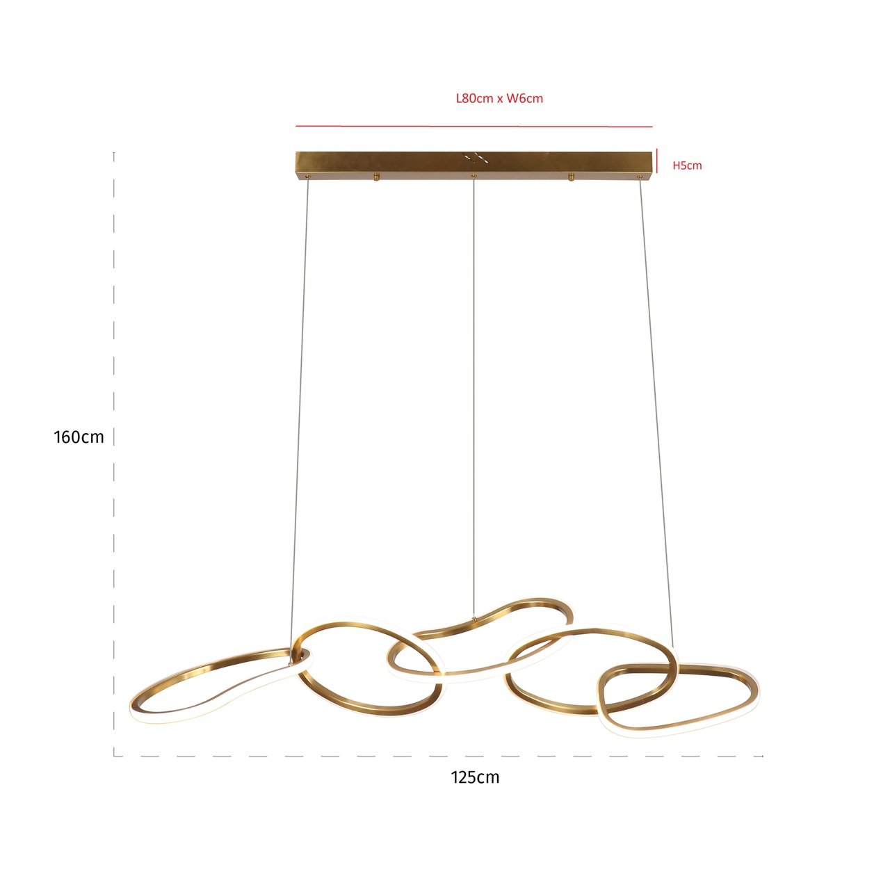 Hanglamp Flyn LED 125cm kleur Brushed Gold - Afbeelding 2