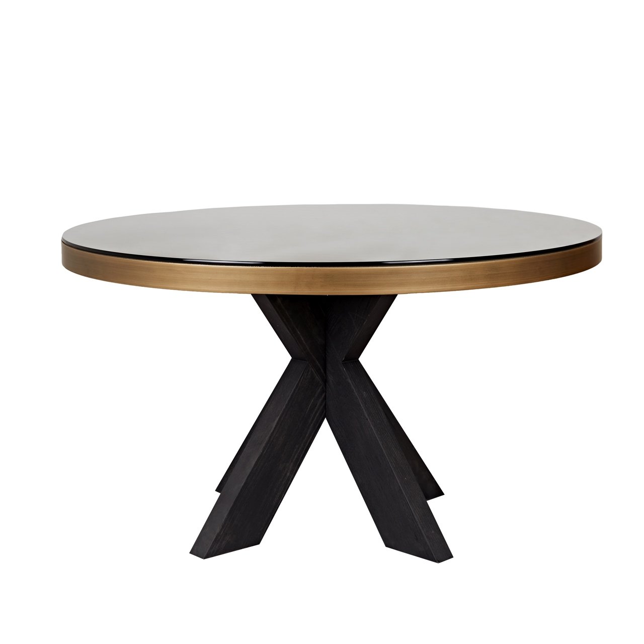 Ronde Eettafel Bloomville segrijn lederlook Ø140cm - Zwart