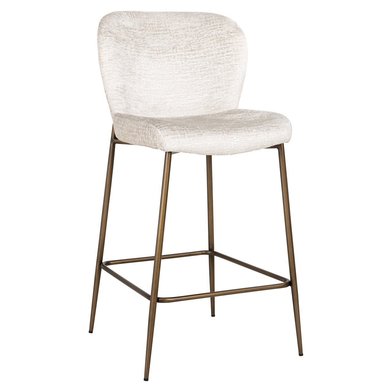 Barstoel Darby Chenille Creme - zithoogte 68cm - Afbeelding 2