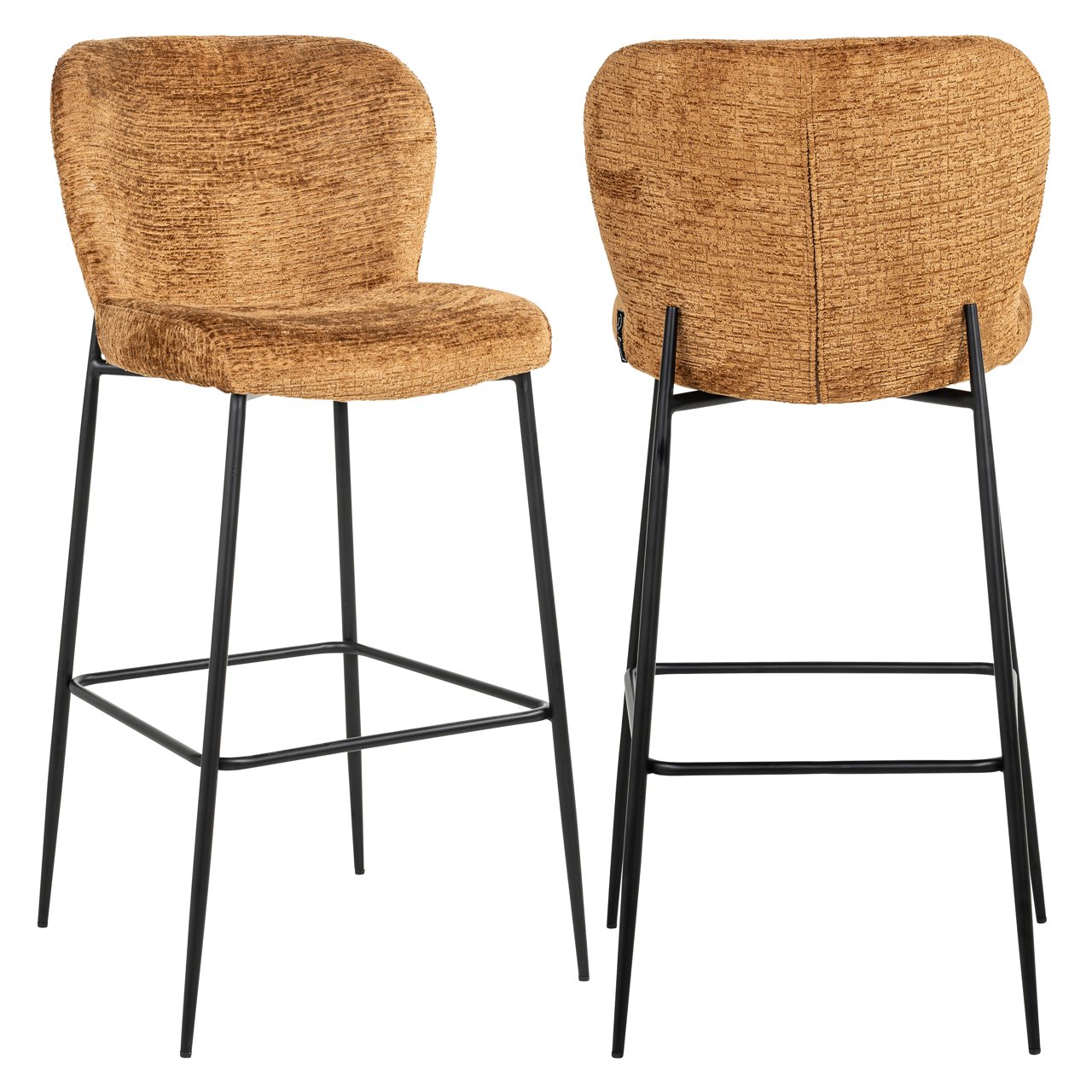 Barstoel Darby Chenille Cognac - zithoogte 76cm