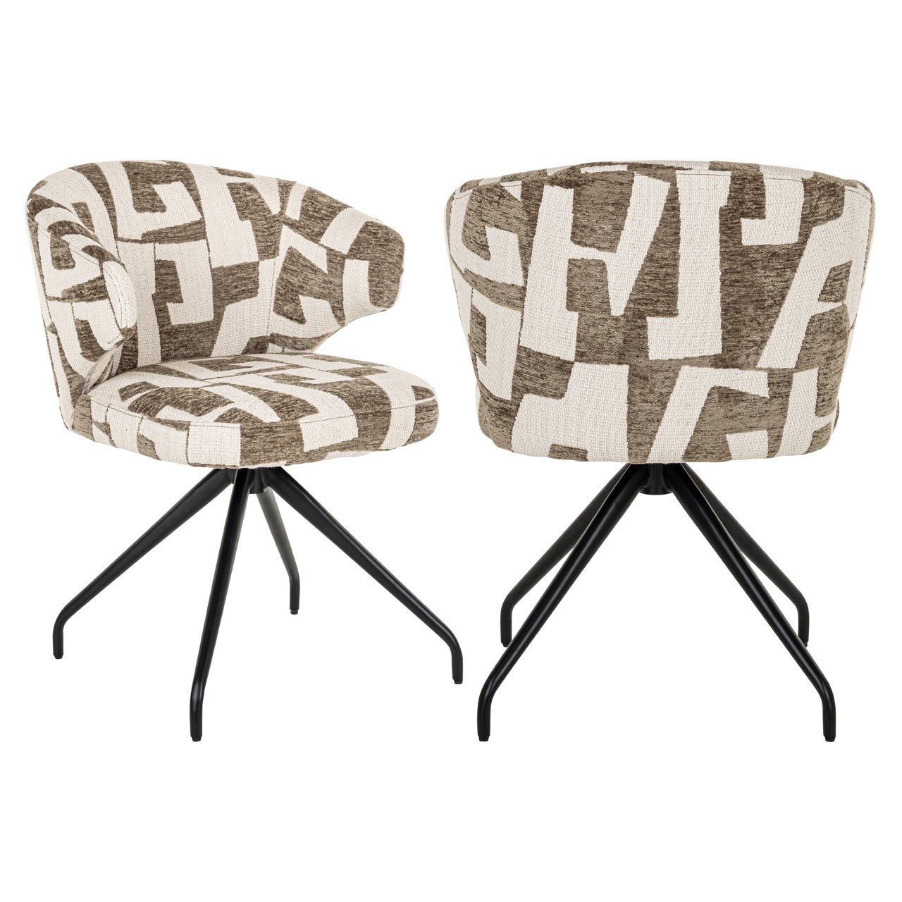 Draaibare Eetkamerstoel Milly Graffic kleur Moss