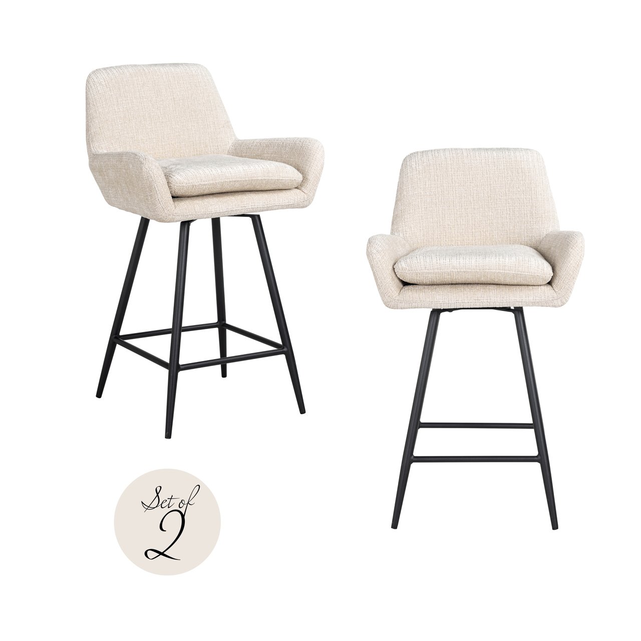 Draaibare Barstoel Linsey Beige - zithoogte 68cm