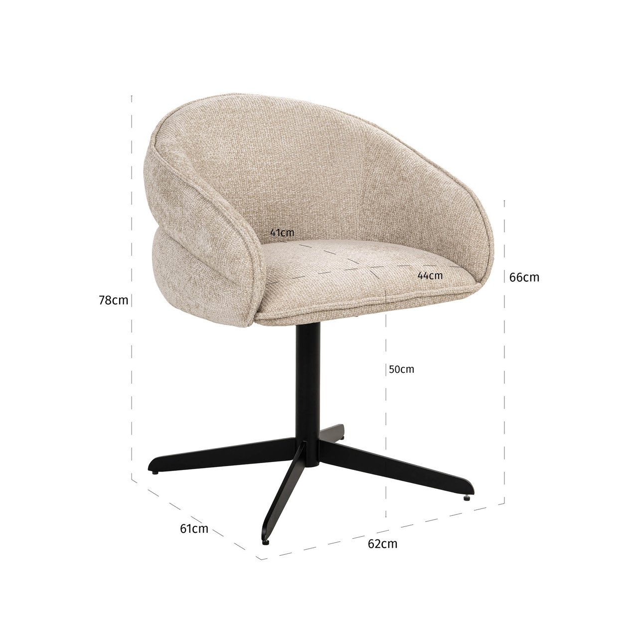Eetkamerstoel Brandi Fusion kleur Cognac - Afbeelding 10