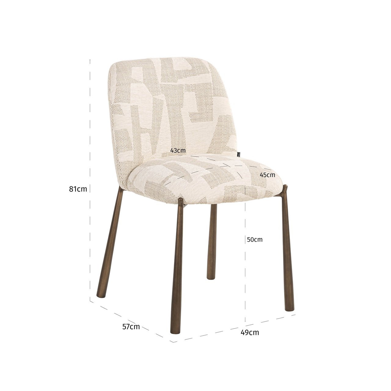 Eetkamerstoel Lana Graffic stof Beige (Set van 2 stuks) - Afbeelding 6