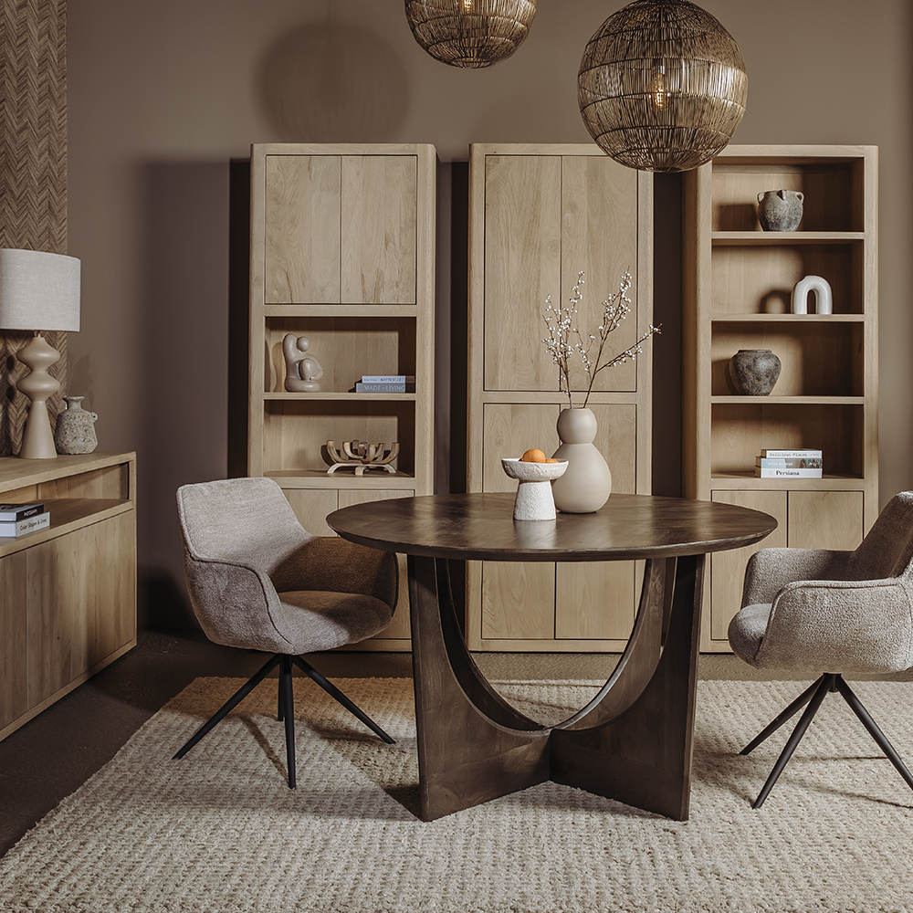 Draaibare Eetkanerstoel Fondo Chenille - Taupe - Afbeelding 3