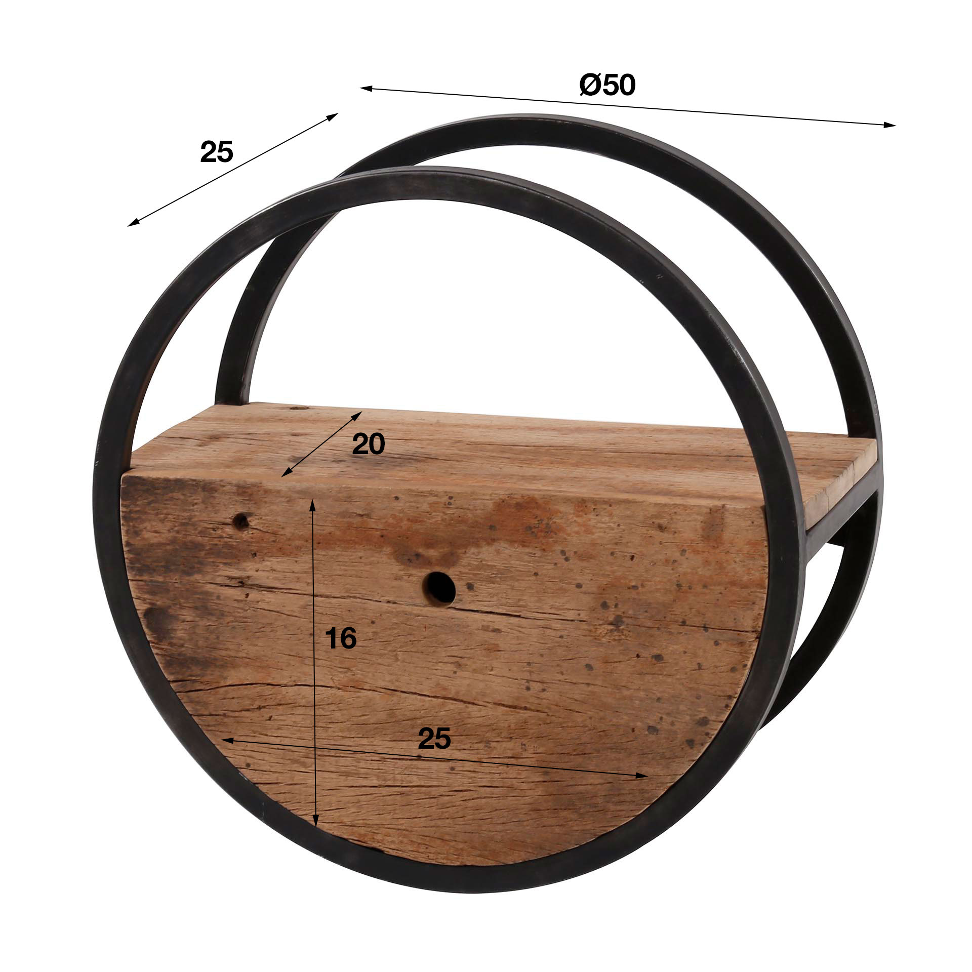 Wandplank Circular Hardhout - Ø50 - Afbeelding 6