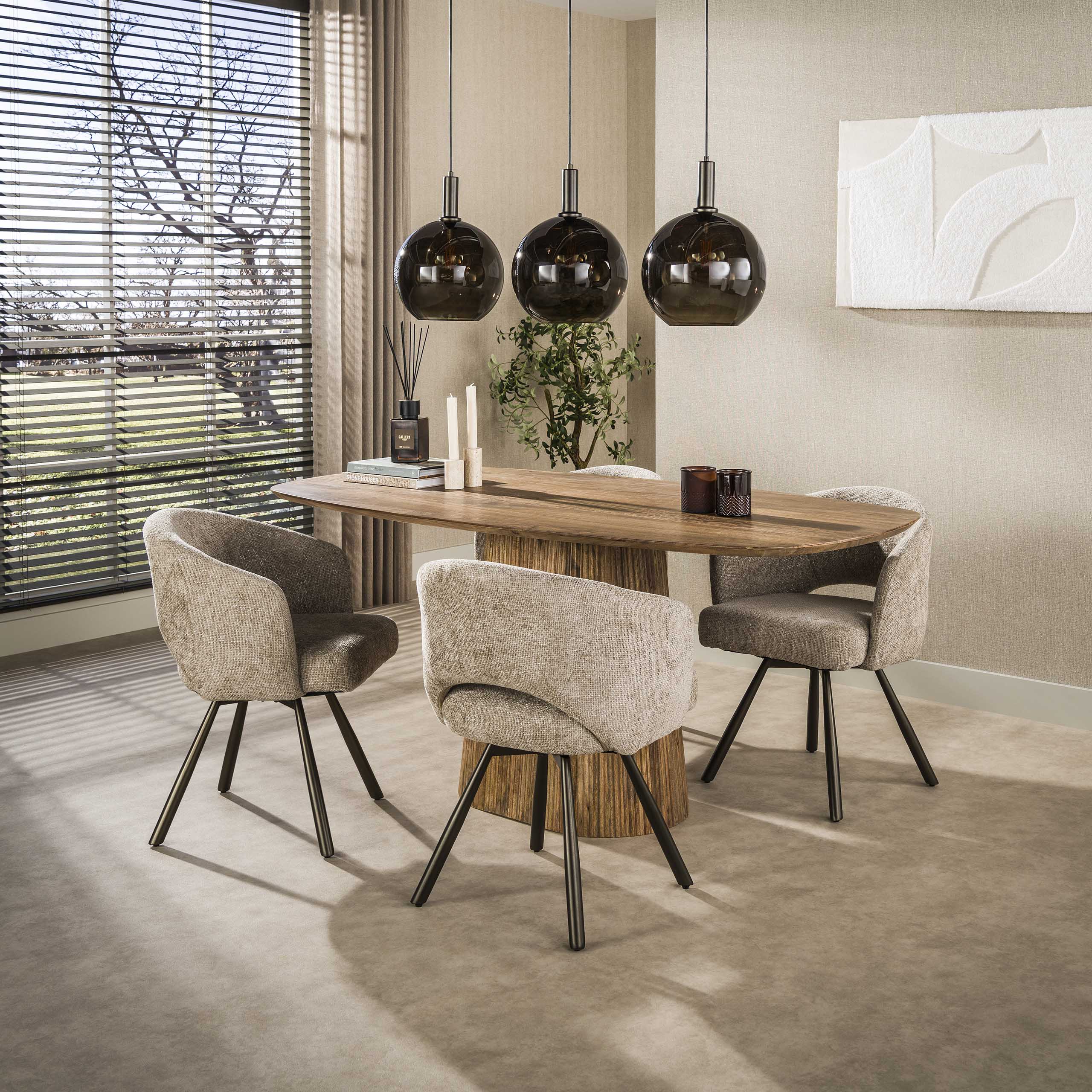Ovale Eettafel Wave Mangohout - Zand - 180cm