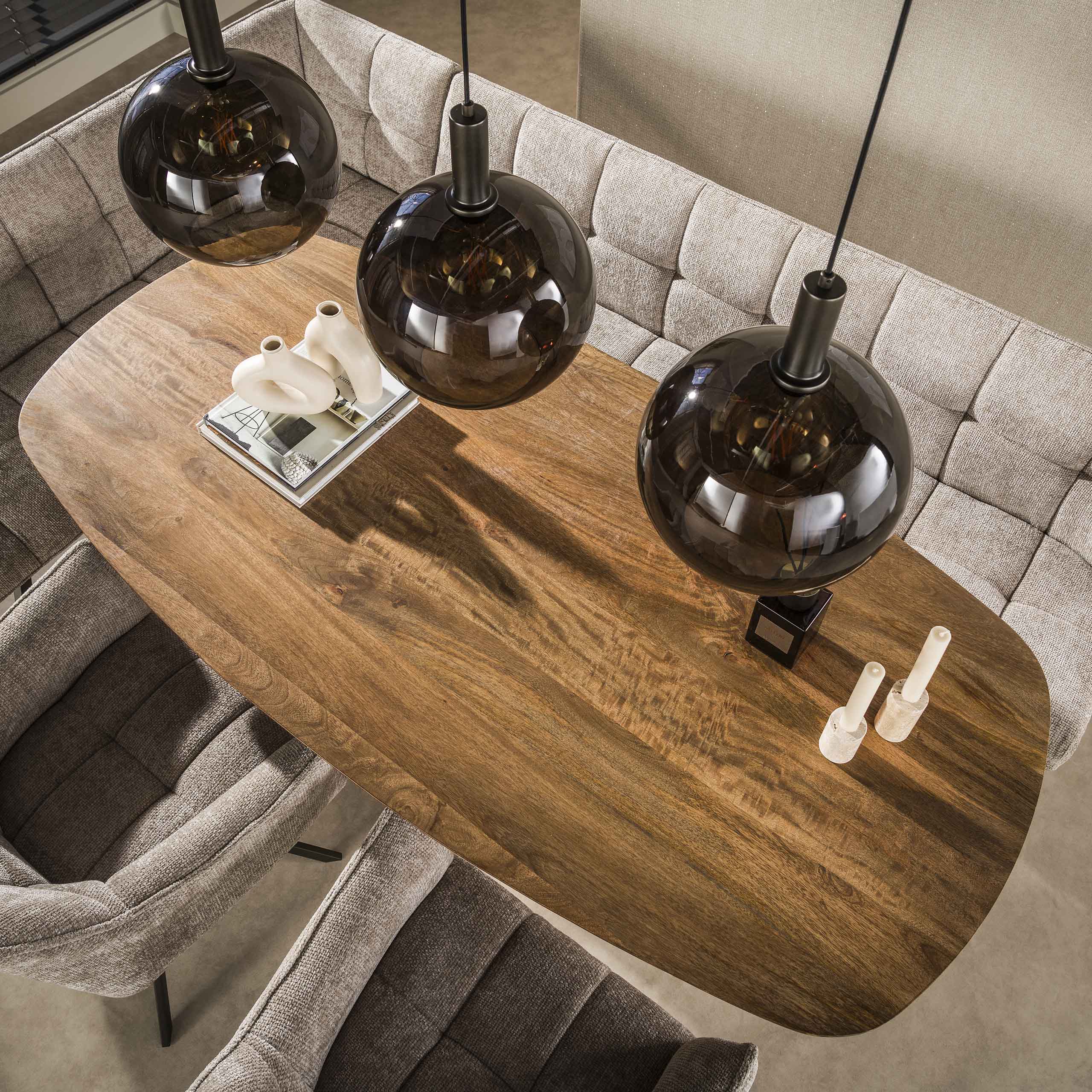 Ovale Eettafel Wave Mangohout - Zand - 180cm - Afbeelding 2