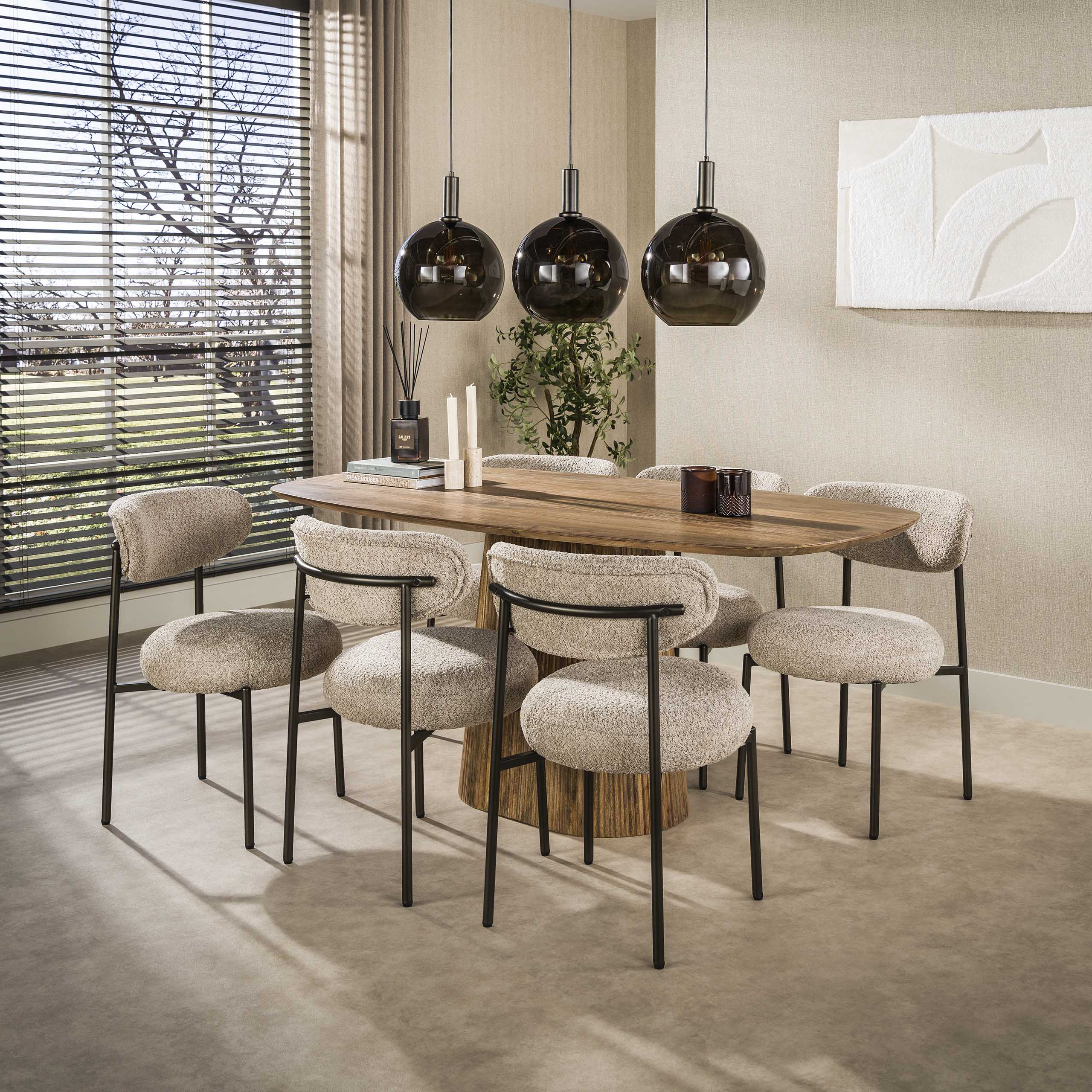 Ovale Eettafel Wave Mangohout - Zand - 180cm - Afbeelding 3