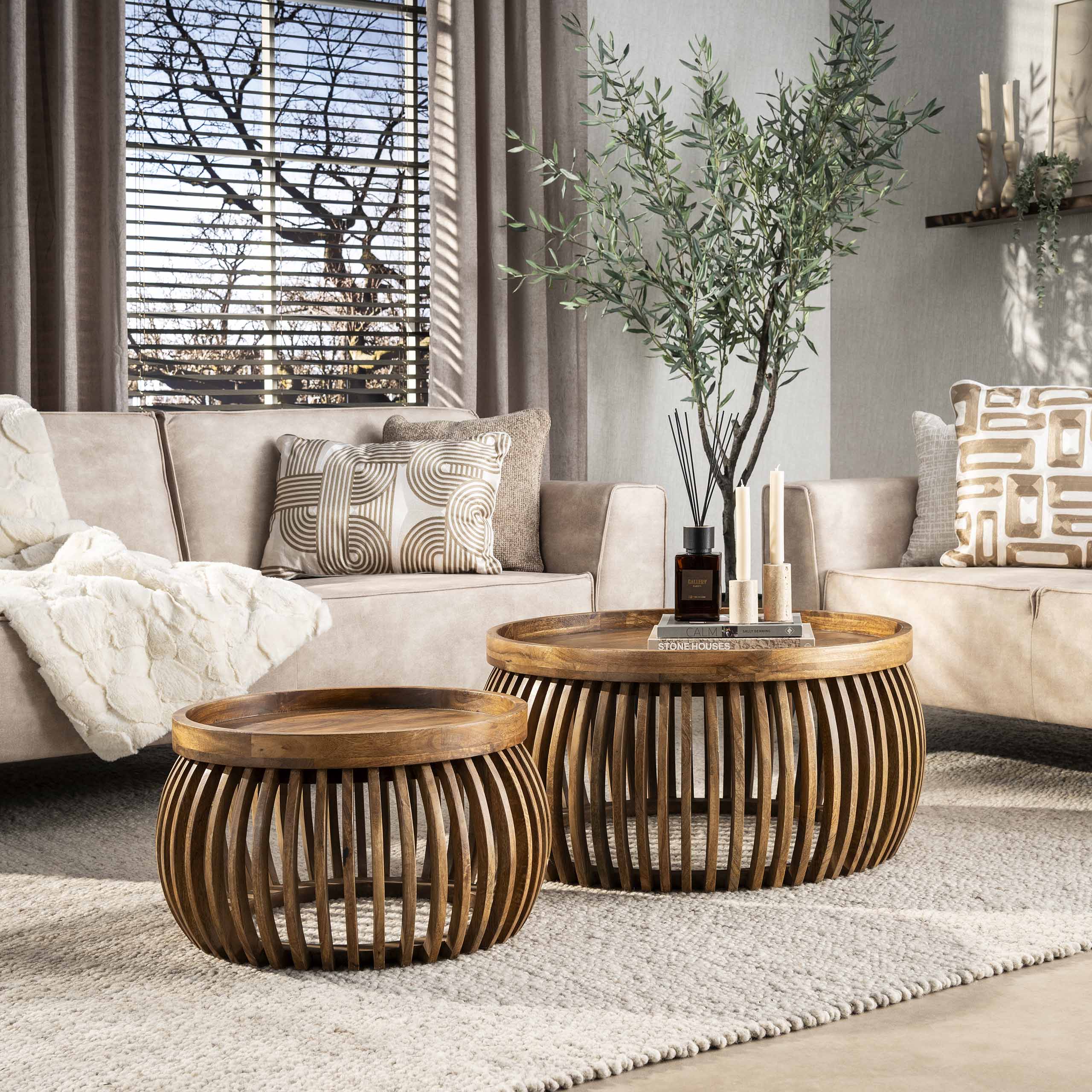 Salontafel Tweak Curve set van 2 stuks Mangohout