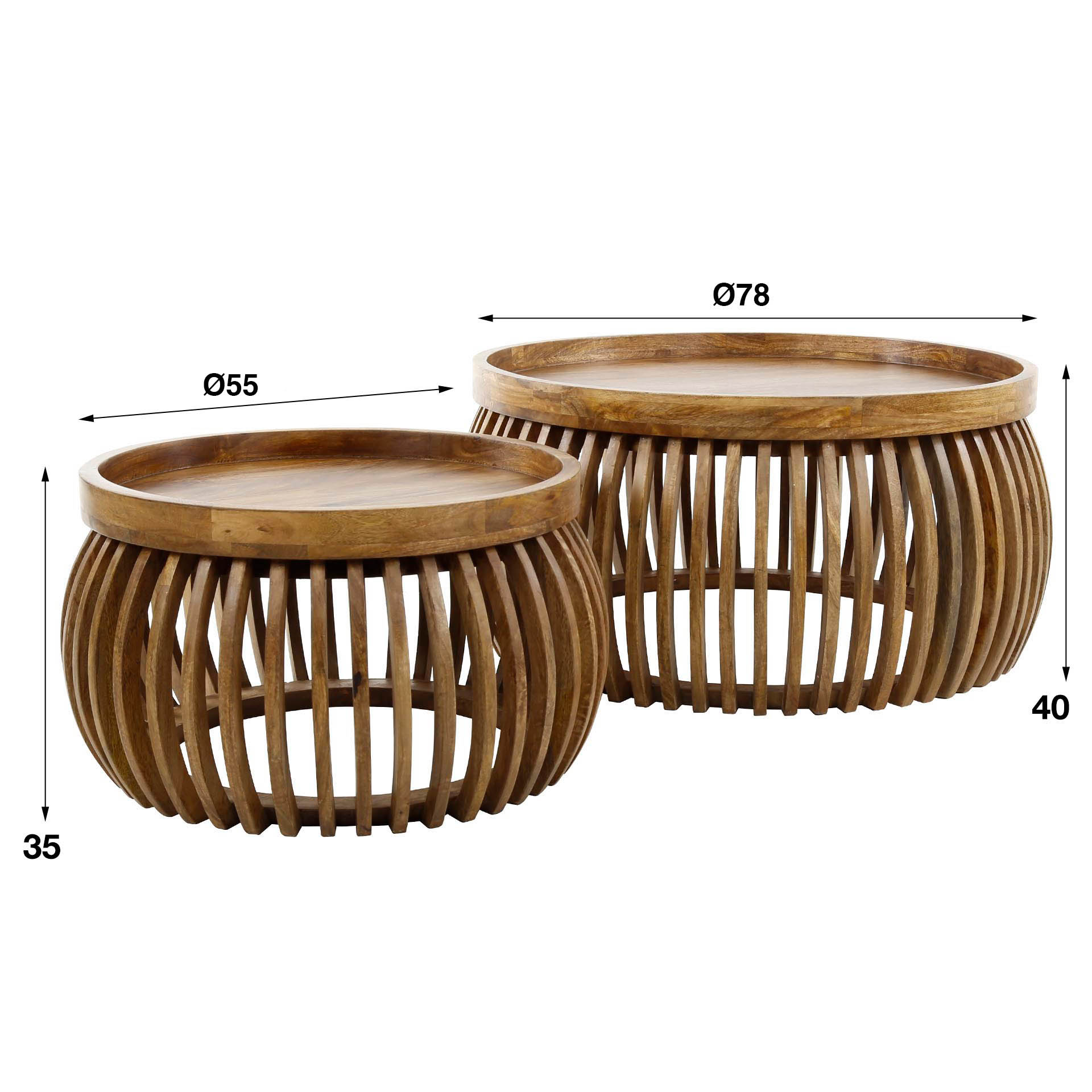 Salontafel Tweak Curve set van 2 stuks Mangohout - Afbeelding 7