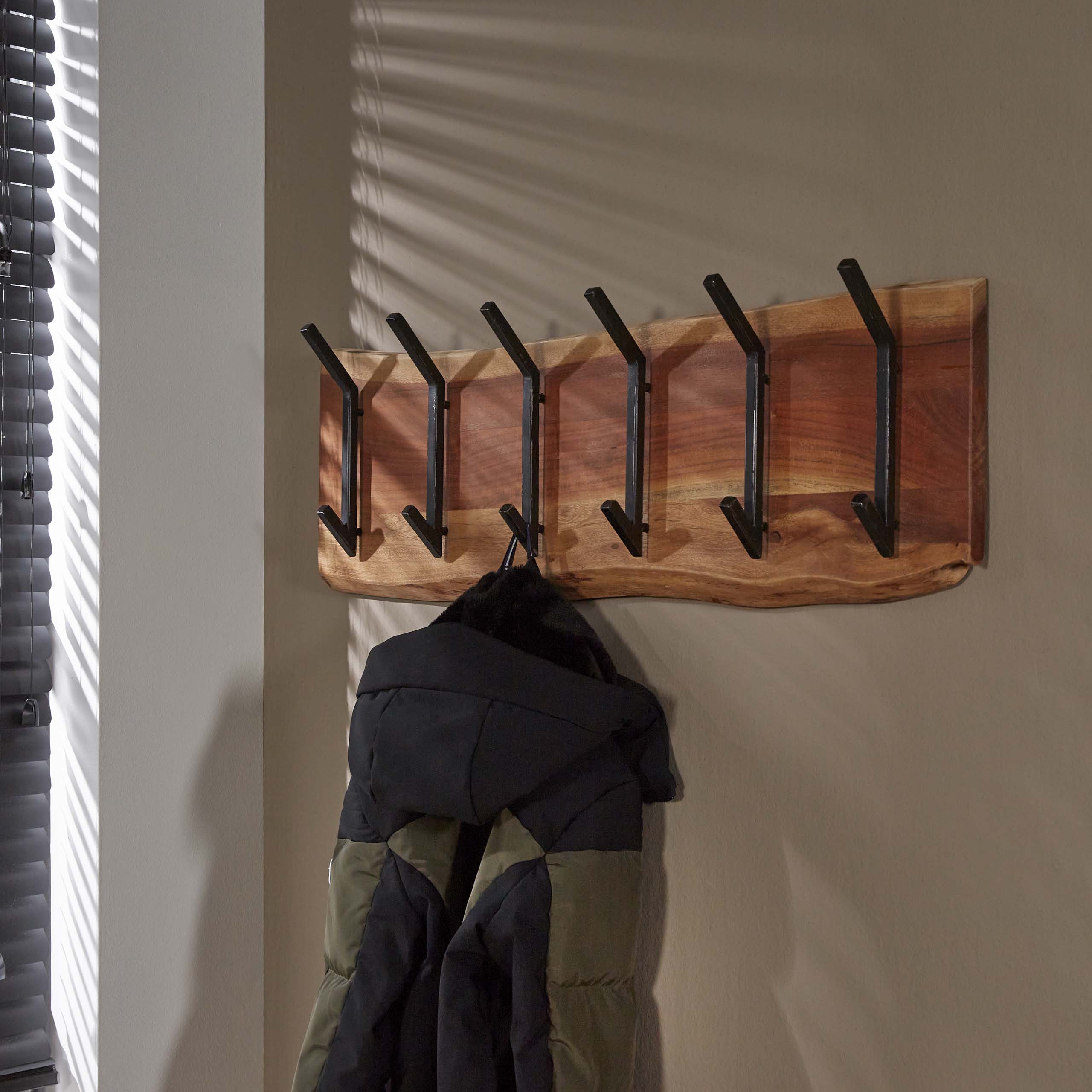 Kapstok Edge Acacia met 2 x 6 haken