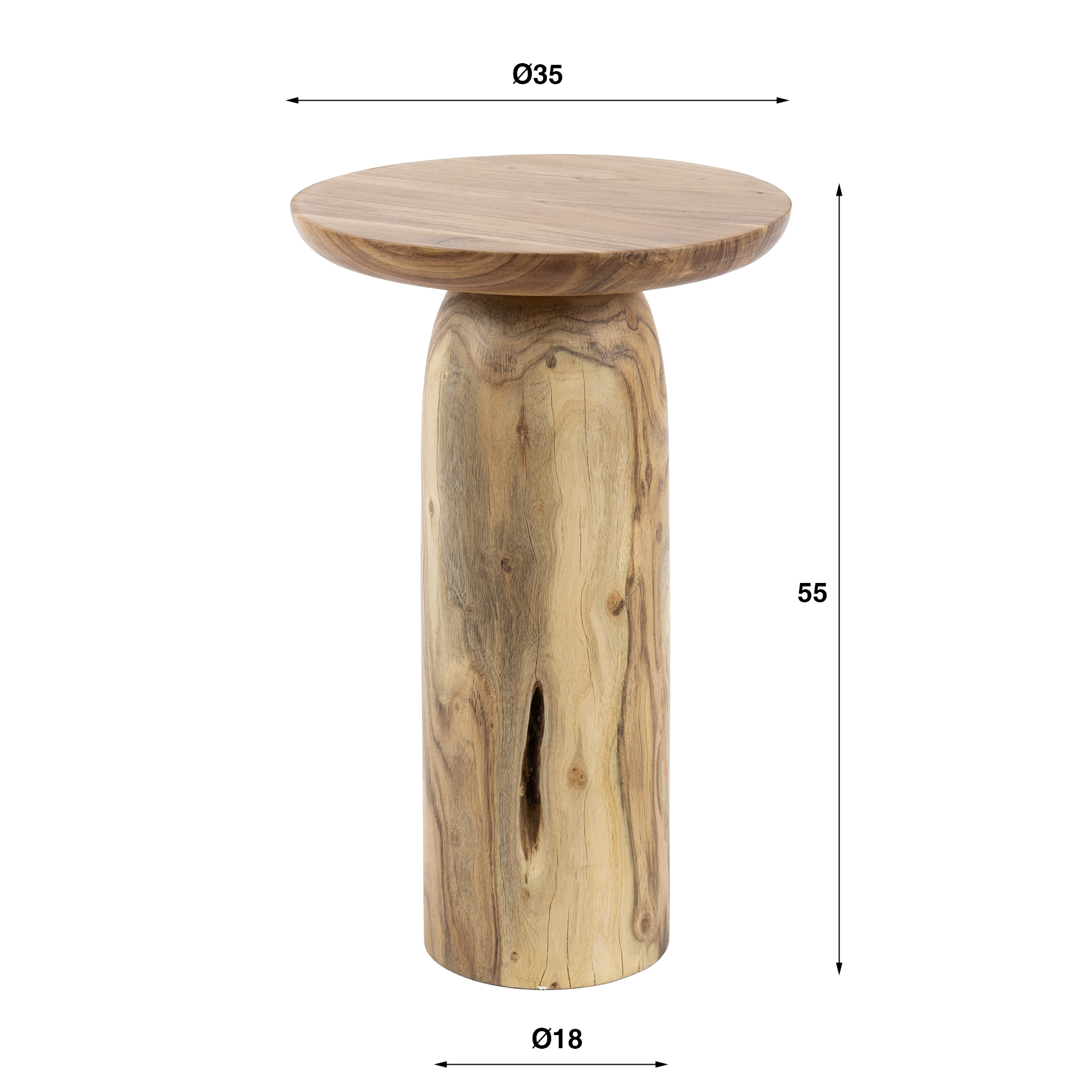 Bijzettafel River Solid 55 cm - Massief Acaciahout - Afbeelding 5